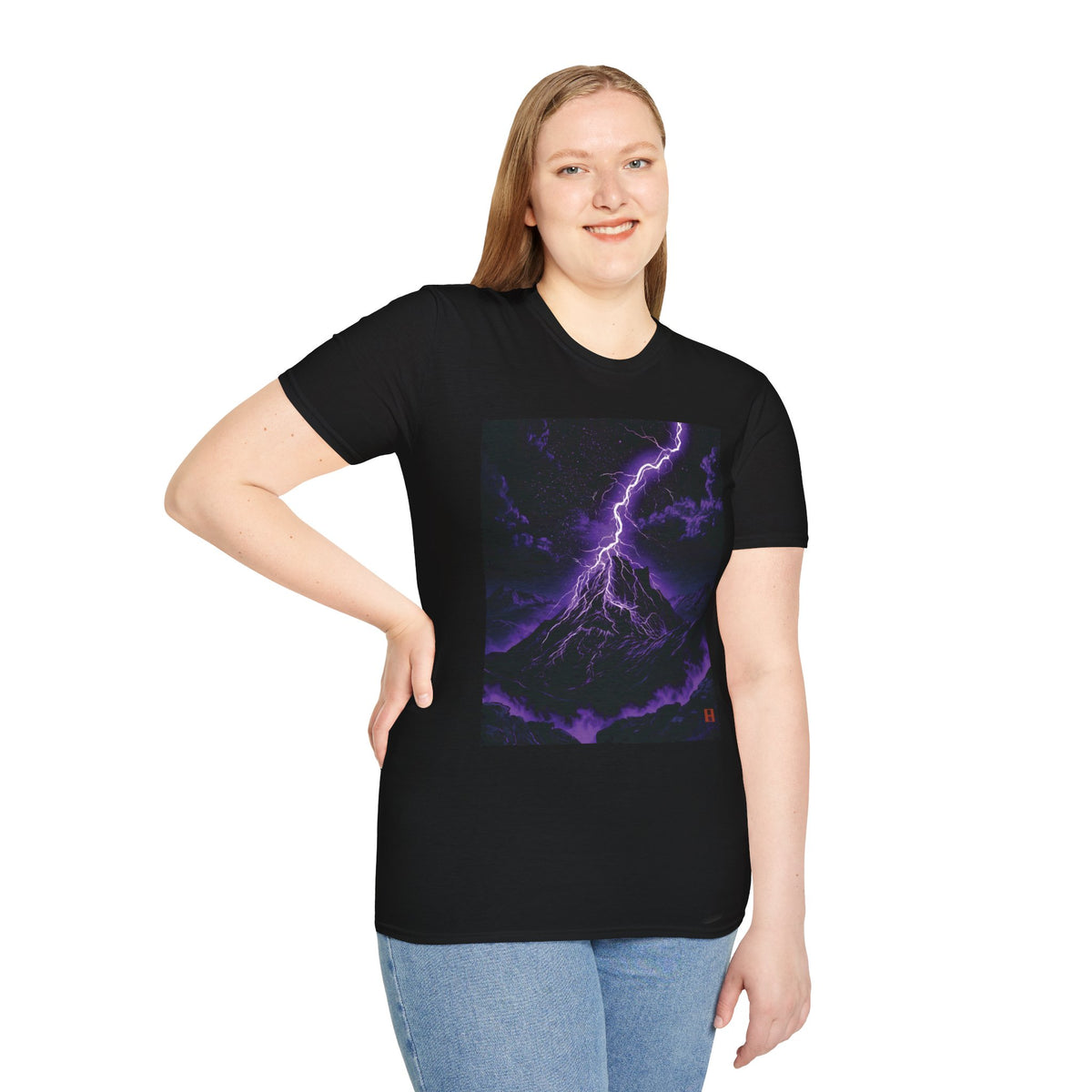 Tribulation Storm Tee — Purple Lightning Mountain | Xianxia Graphic Shirt