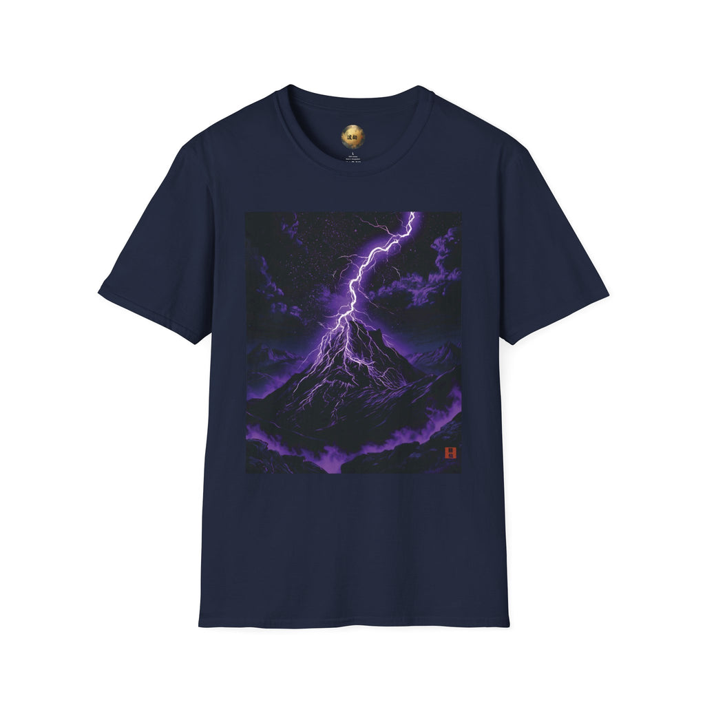 Tribulation Storm Tee — Purple Lightning Mountain | Xianxia Graphic Shirt