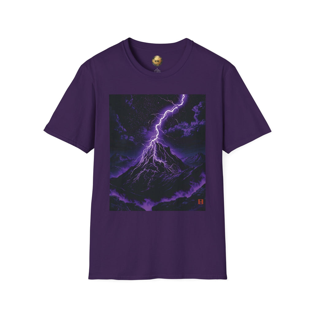 Tribulation Storm Tee — Purple Lightning Mountain | Xianxia Graphic Shirt