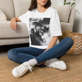 Misty Mountain Pine Tee — Monochrome Ink Landscape | Zen Nature Art Shirt