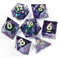 Tribulation Storm Set — Violet Liquid Core Dice | 7-Piece Xianxia D&D Set