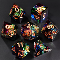 Primordial Chaos Set — Black Dichroic Sharp Edge Dice | 7-Piece Xianxia D&D Set